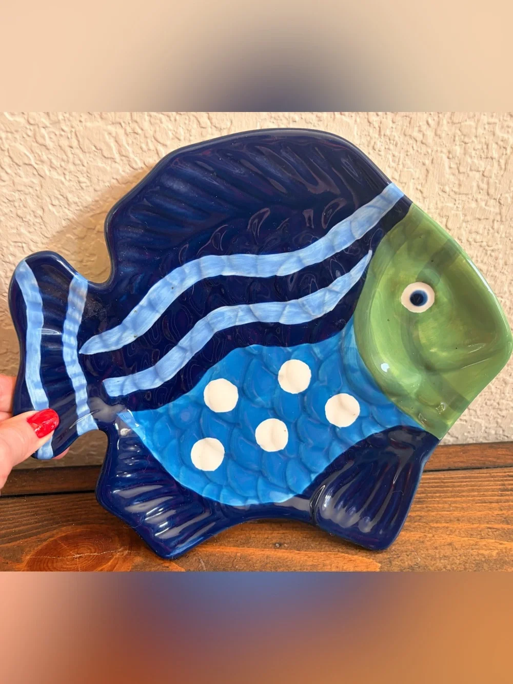 Blue Decorative Fish Plate - Blue